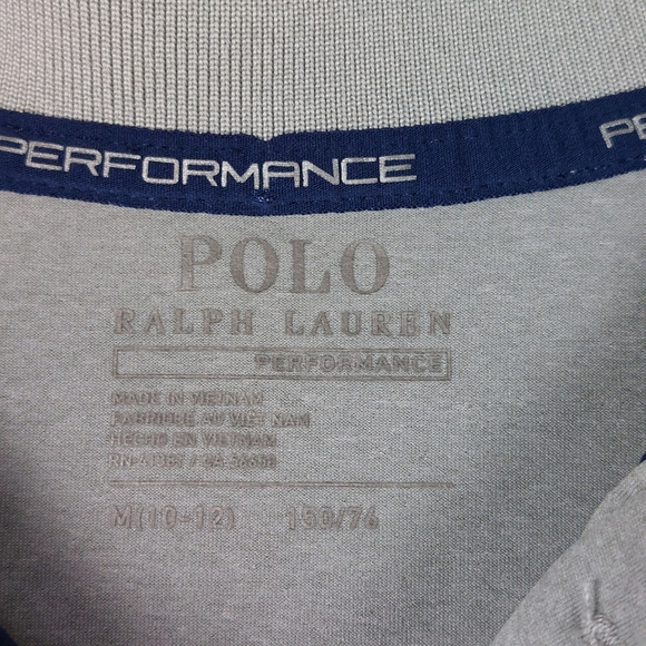 POLO RALPH LAUREN PERFORMANCE BOYS GRAY NAVY SHORT SLEEVE POLO SIZE MEDIUM - Picture 3 of 4